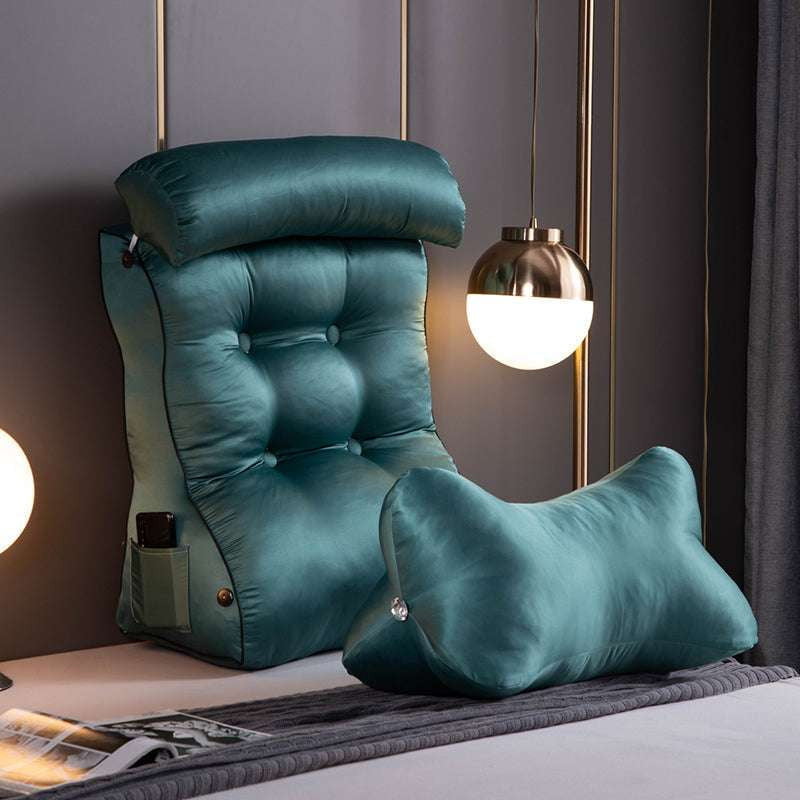 Comfortable Blue Waist Pillow, Elegant Green Upholstered Pillow, Stylish Grey Headboard Cushion - available at Sparq Mart