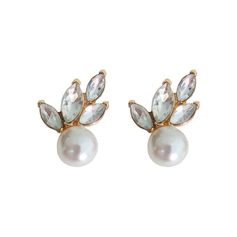 Chic Wedding Earrings, Elegant Pearl Jewelry, Fashionable Silver Studs - available at Sparq Mart