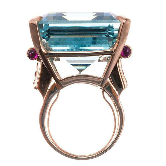 Elegant Band Ring, Light Blue Inlay, Rose Gold Jewelry - available at Sparq Mart