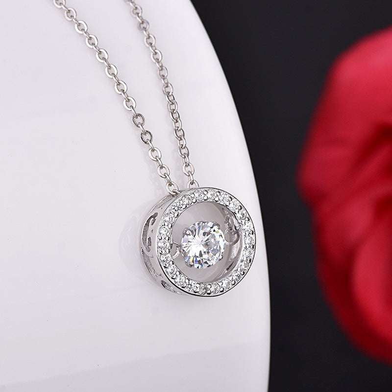 Elegant round silver pendant, S925 silver Korean necklace, Stylish sterling necklace - available at Sparq Mart