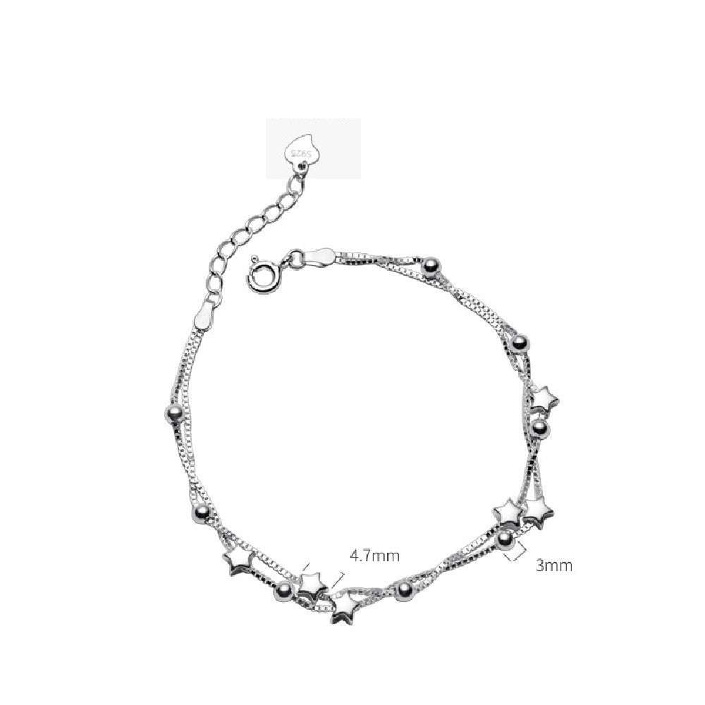Double Layer Bracelet, S925 Silver Jewelry, Star Bracelet Women - available at Sparq Mart