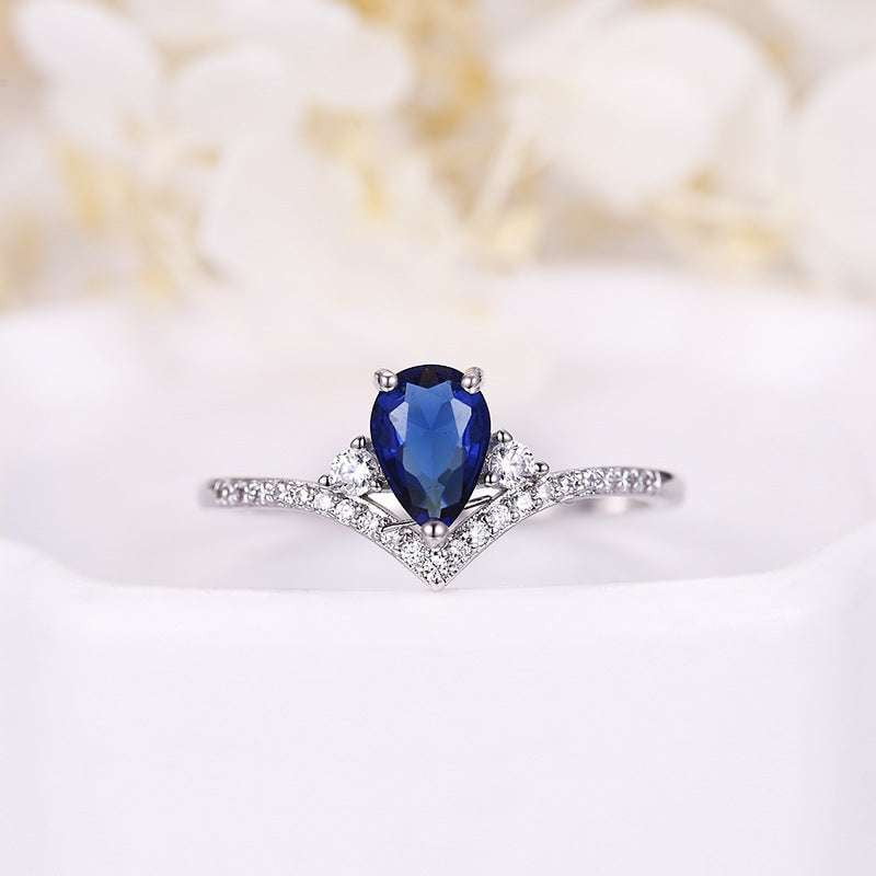 Elegant Gemstone Rings, Ladies Statement Jewelry, Sapphire Drop Ring - available at Sparq Mart