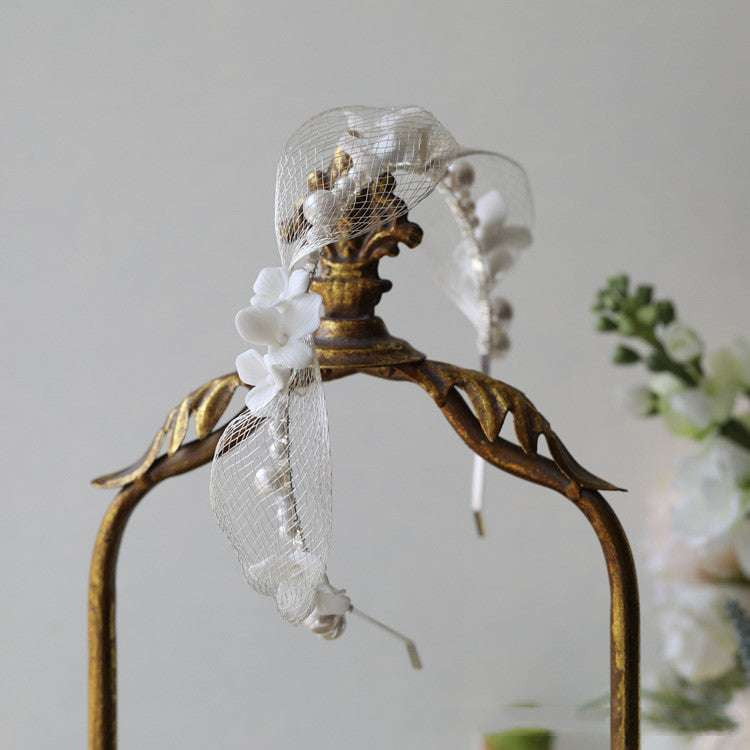 Ceramic Floral Wedding Tiara, Luxury Bridal Headpiece, Silver Bridal Hair Accessory - available at Sparq Mart