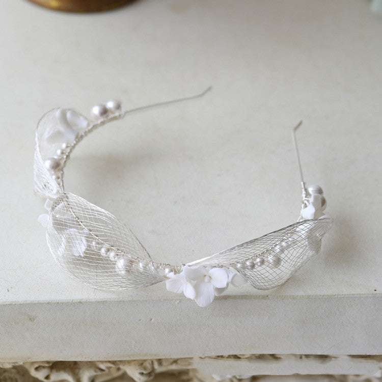 Ceramic Floral Wedding Tiara, Luxury Bridal Headpiece, Silver Bridal Hair Accessory - available at Sparq Mart