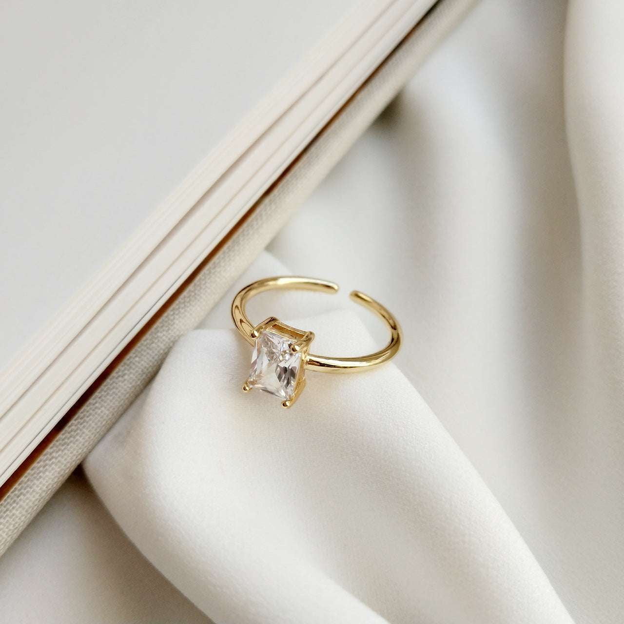 Elegant Diamond Ring, Gold Color Ring, Silver Square Ring - available at Sparq Mart