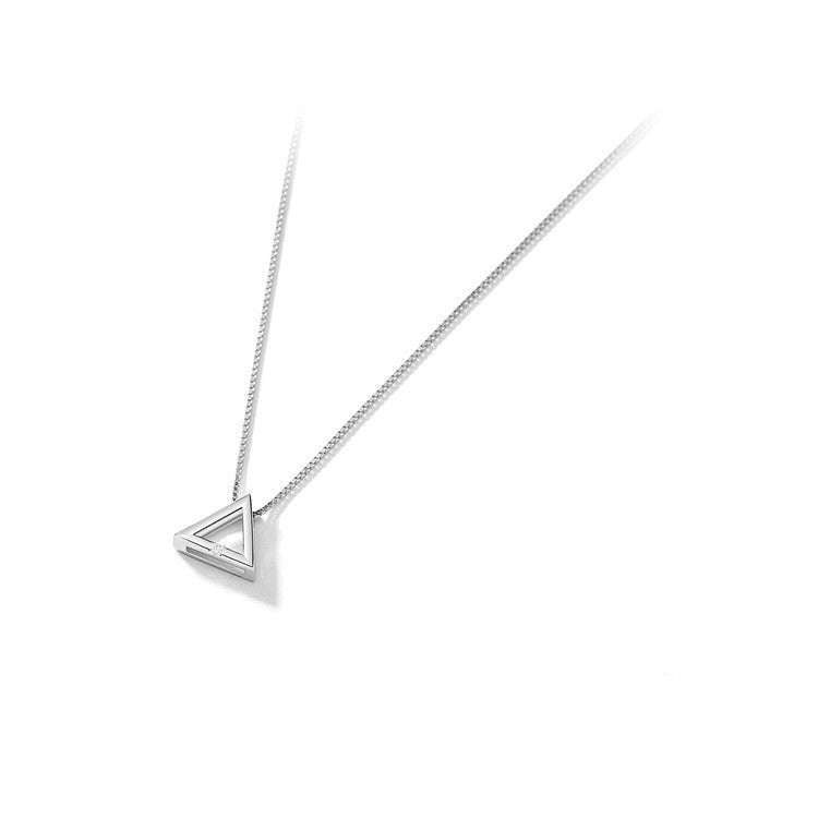 Geometric Clavicle Jewelry, Niche Silver Pendant, Silver Triangle Necklace - available at Sparq Mart