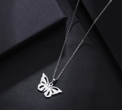 Elegant Butterfly Necklace, Silver and Gold Butterfly Necklace, Stainless Steel Butterfly Necklace - available at Sparq Mart