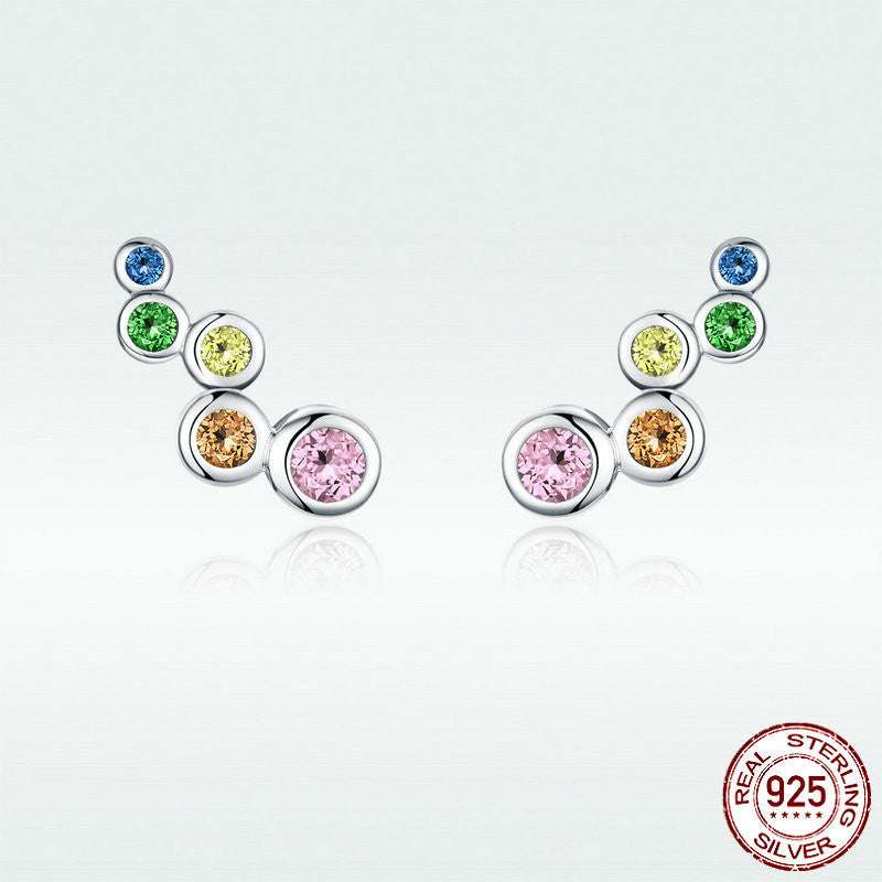 Colored Zirconia Earrings, Fashionable Sterling Silver Earrings, Women's Circle Earrings - available at Sparq Mart