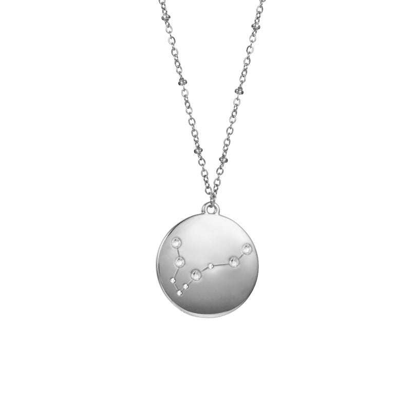 Titanium Zodiac Pendant, Unisex Layered Neckwear, Zircon Constellation Necklace - available at Sparq Mart