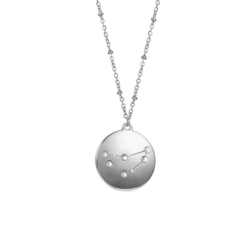 Titanium Zodiac Pendant, Unisex Layered Neckwear, Zircon Constellation Necklace - available at Sparq Mart