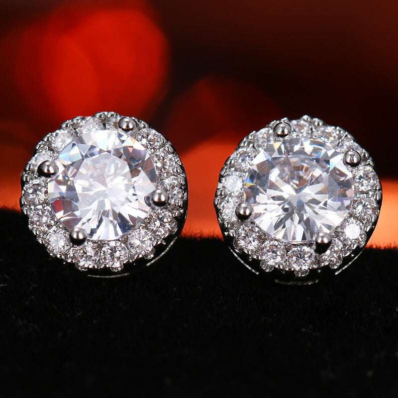 Elegant Stud Earrings, Platinum Stud Ornament, Zircon Earrings Rose - available at Sparq Mart