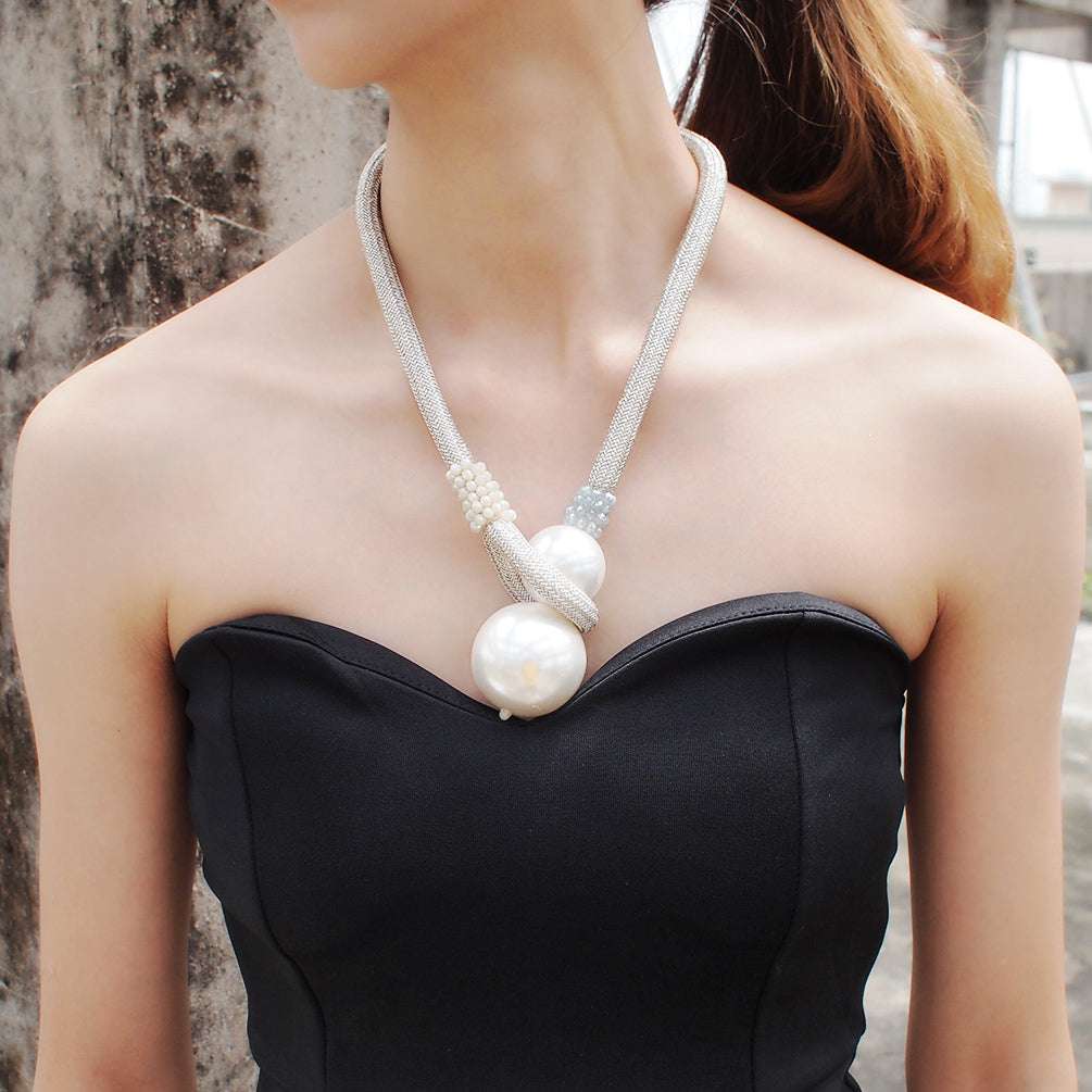 European American Jewelry, Exaggerated Fashion Necklace, Pearl Pendant Necklace - available at Sparq Mart