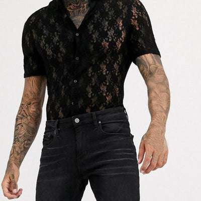 Fashion Lace T-Shirt, Men's Transparent Shirt, Nightclub Shirt Top - available at Sparq Mart