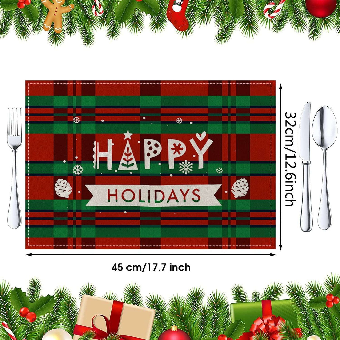 Fashionable Christmas Placemats, Festive Table Decor, Insulated Linen Placemats - available at Sparq Mart