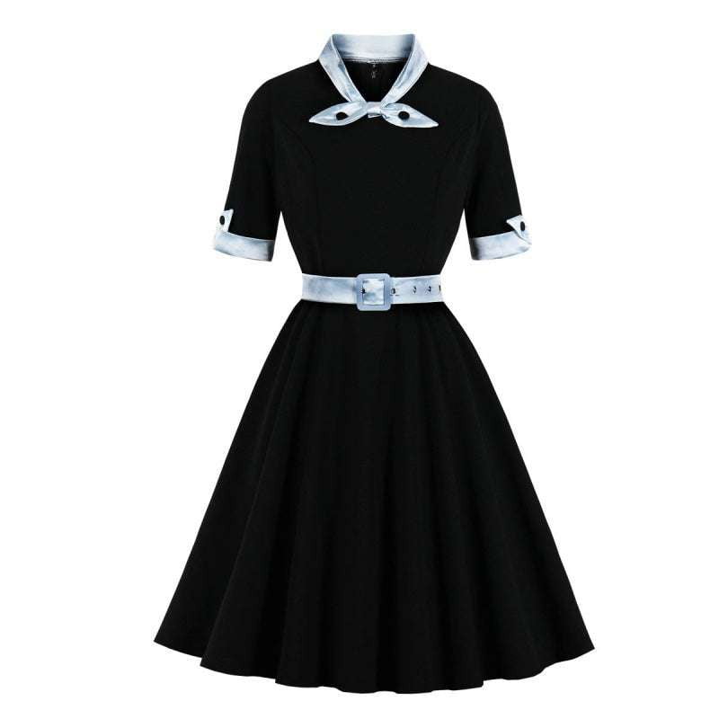 French Style Dress, Retro Hepburn Dress, Slim Waist Swing Dress - available at Sparq Mart