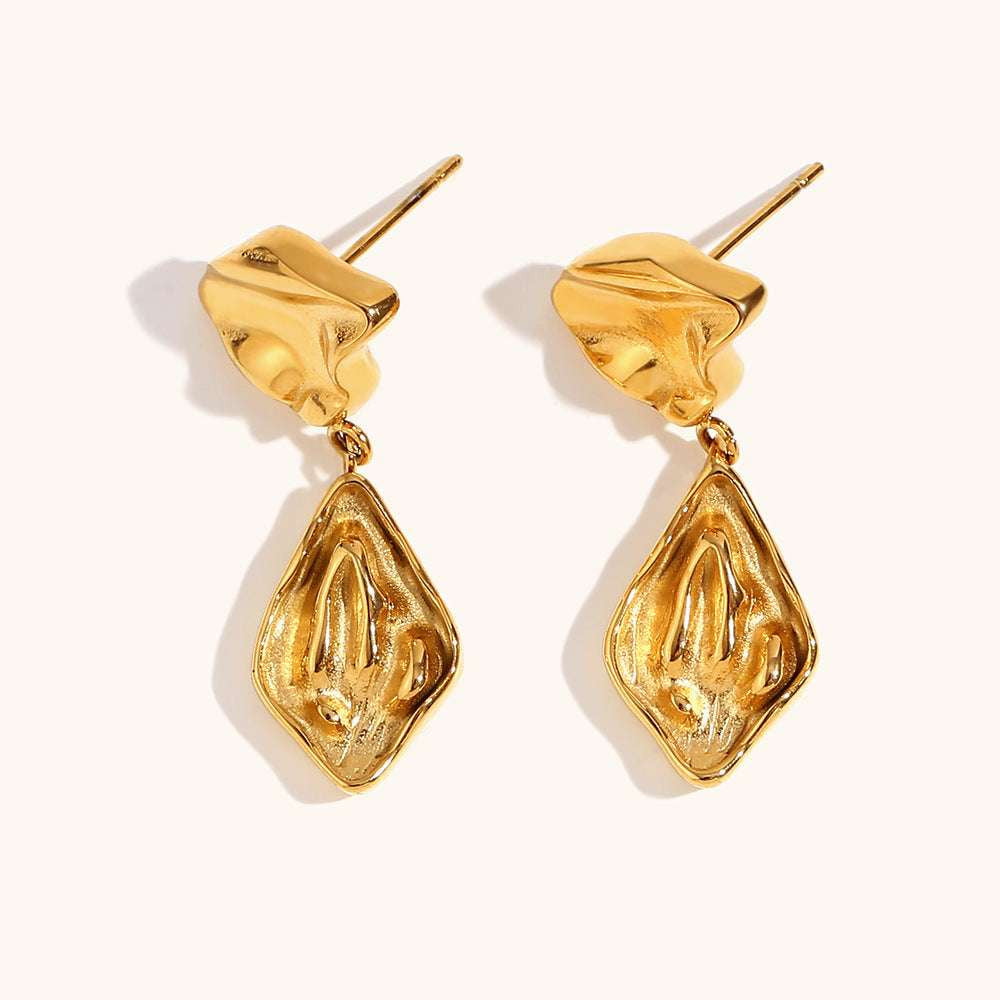 Elegant Stud Earrings, Gold Geometric Earrings, Stainless Steel Studs - available at Sparq Mart