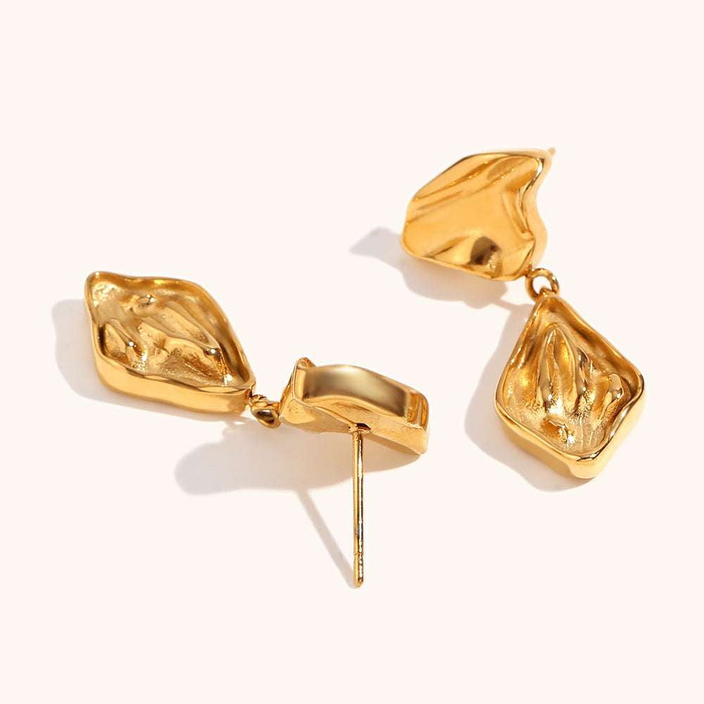 Elegant Stud Earrings, Gold Geometric Earrings, Stainless Steel Studs - available at Sparq Mart