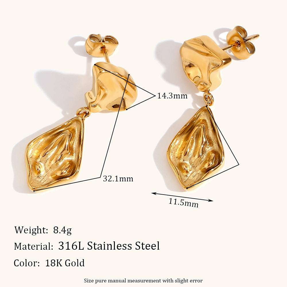 Elegant Stud Earrings, Gold Geometric Earrings, Stainless Steel Studs - available at Sparq Mart