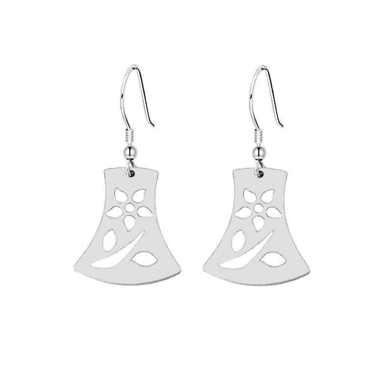 designer fashion earrings, geometric leaf earrings, stainless steel earrings - available at Sparq Mart