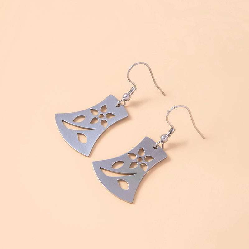 designer fashion earrings, geometric leaf earrings, stainless steel earrings - available at Sparq Mart