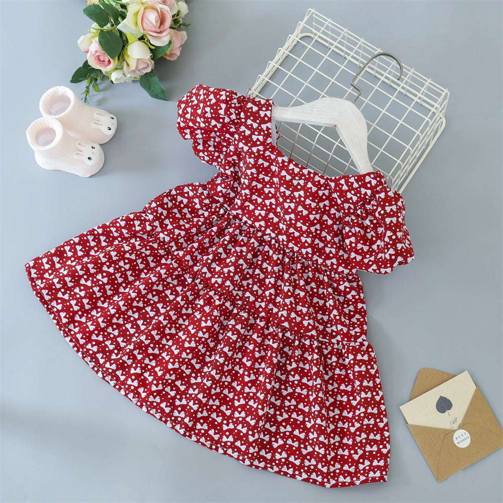 Childrens Dress Fashion, Floral Bowknot Skirt, Girls Princess Dress - available at Sparq Mart