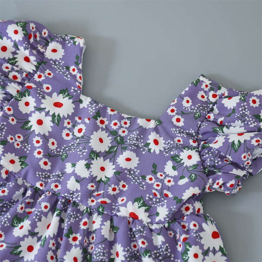 Childrens Dress Fashion, Floral Bowknot Skirt, Girls Princess Dress - available at Sparq Mart