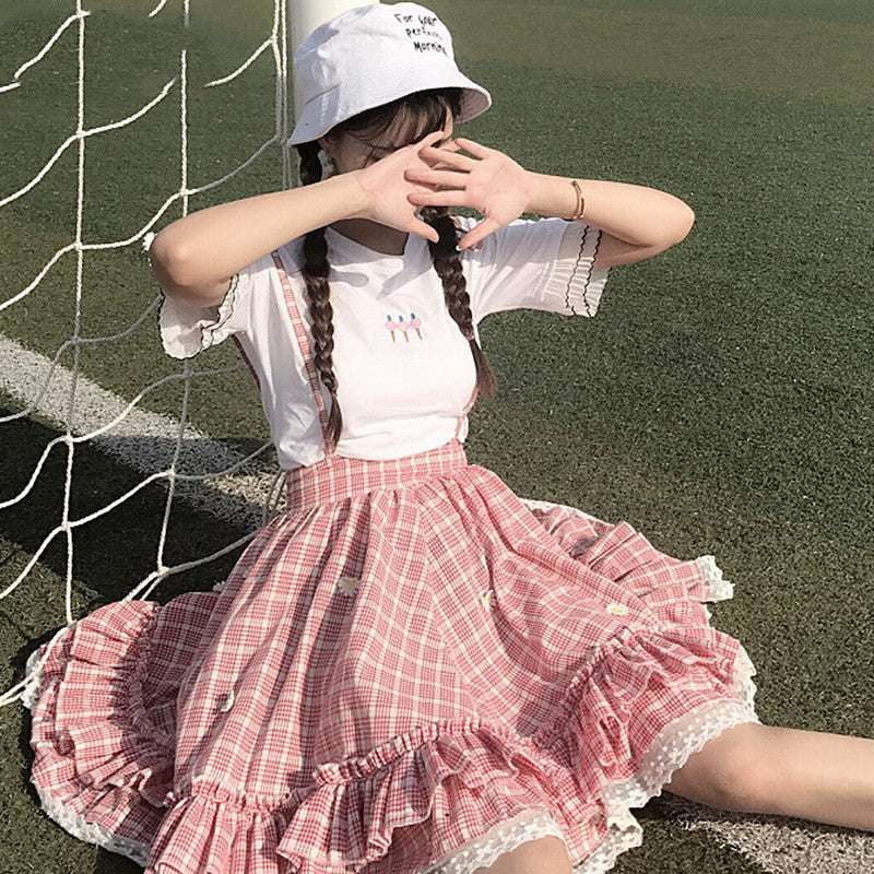 Girls Lolita Skirt, High Waist Suspender, Unique Suspender Skirt - available at Sparq Mart