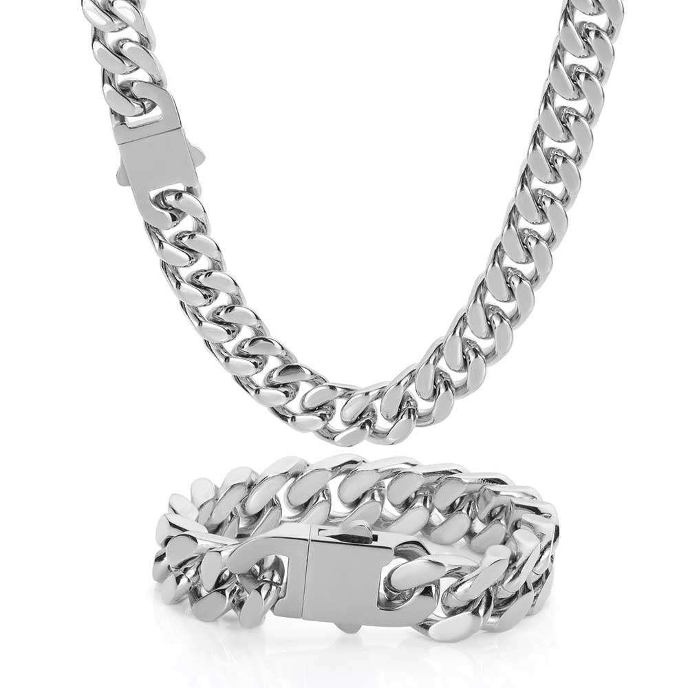 Cuban Link Jewelry, Encrypted Gold Bracelet, Stainless Steel Necklace - available at Sparq Mart