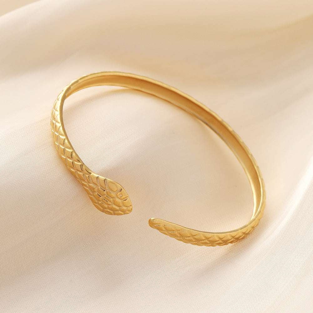 Gold Plated Bracelet, Unique Animal Bracelet, Zodiac Snake Jewelry - available at Sparq Mart