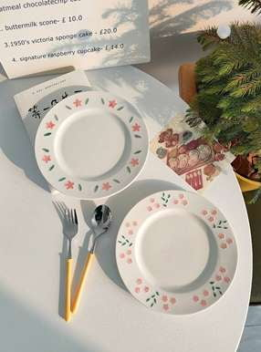 Ceramic Dessert Plates, Hand-Painted Plate, Unique Serving Dishware - available at Sparq Mart