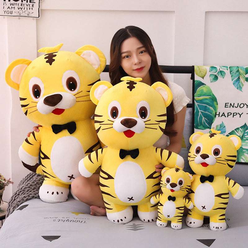 cute cartoon doll, high-quality tiger doll, yellow plush toy - available at Sparq Mart