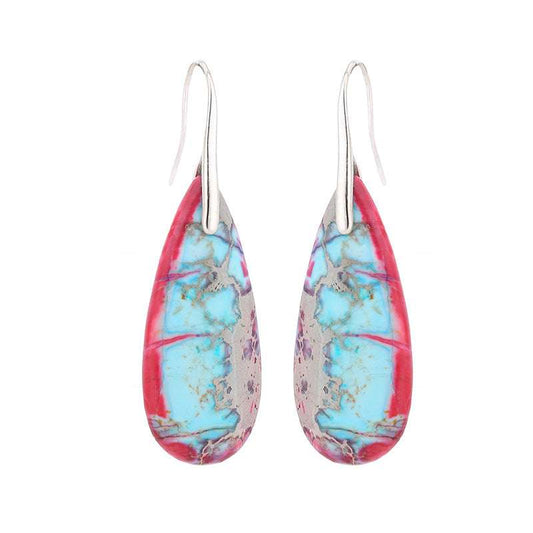 Colored Stone Earrings, Emperor Stone Earrings, Natural Stone Drop Earrings - available at Sparq Mart