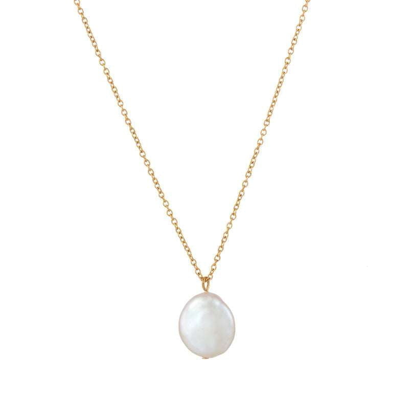 Flat Round Necklace, Peace Buckle Necklace, Pearl Necklace - available at Sparq Mart