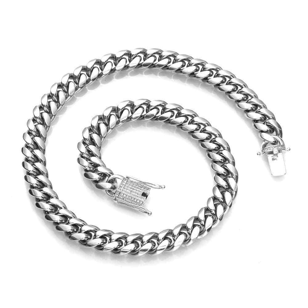 Cuban Chain Necklace, Stainless Steel Buckle Necklace, Unisex Necklace - available at Sparq Mart