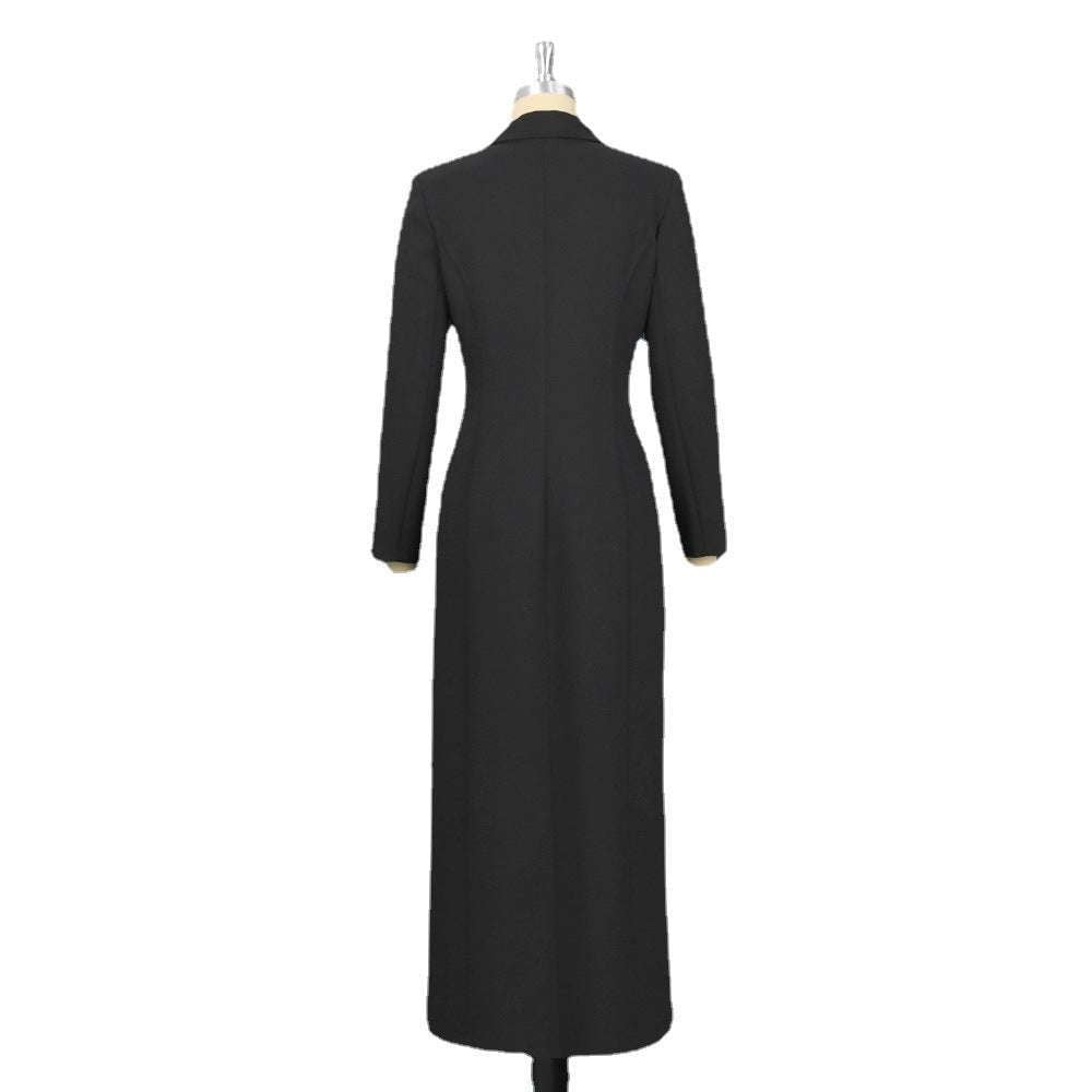 High Waist Coat, Long Buttoned Coat, Slim Robe Coat - available at Sparq Mart