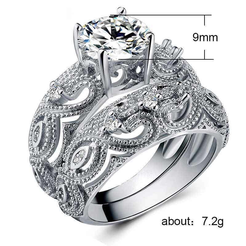 Couple ring set, Hollow flower ring, Love jewelry gift - available at Sparq Mart