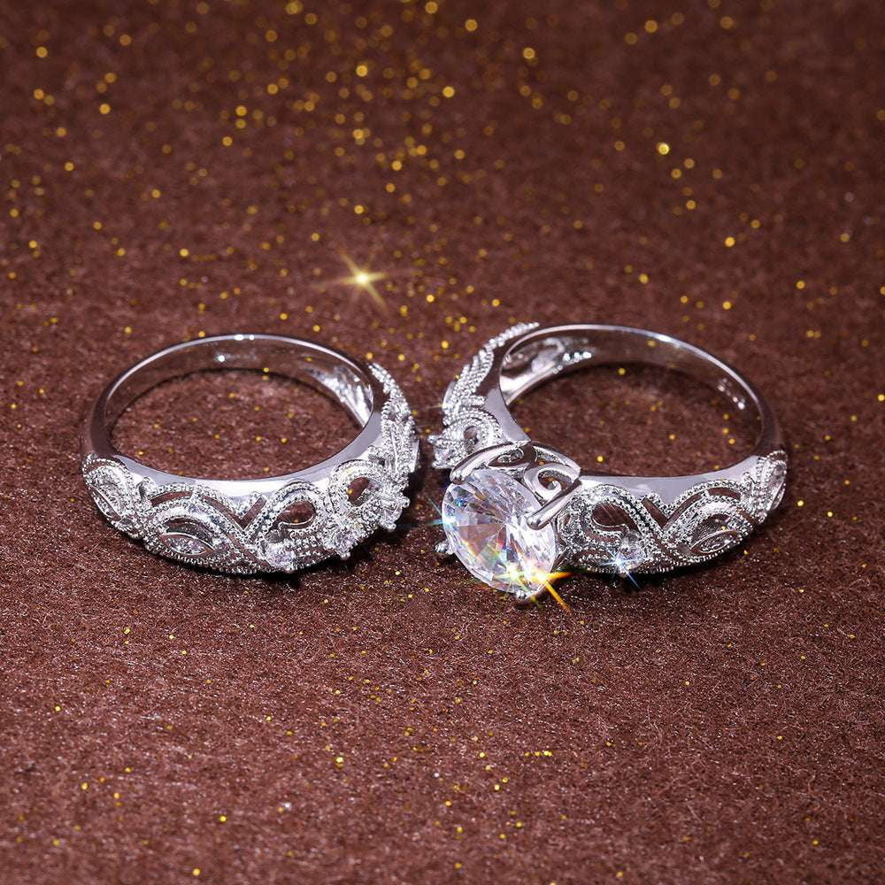 Couple ring set, Hollow flower ring, Love jewelry gift - available at Sparq Mart