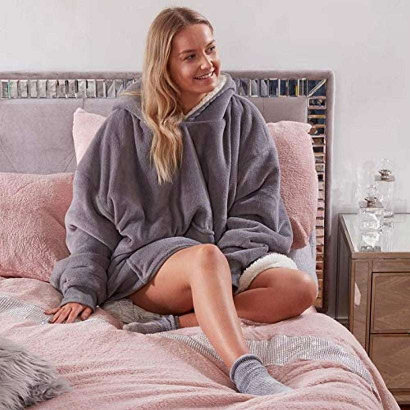 cozy blanket sleepwear, flannel warm pajamas, hooded pajama women - available at Sparq Mart