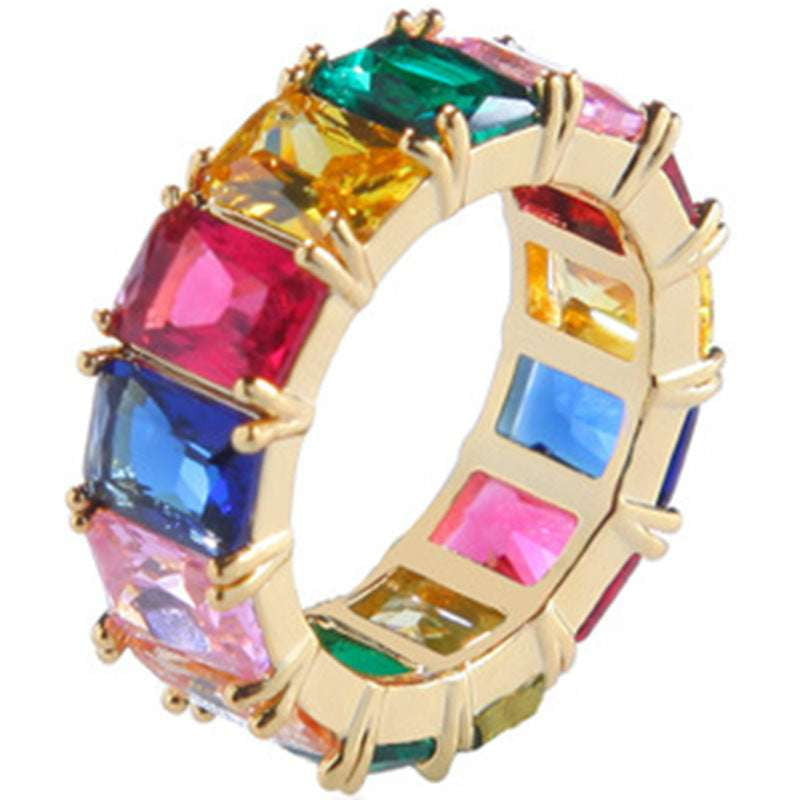 Hip Hop Ring, Iridescent Zircon Ring, Micro Set Ring - available at Sparq Mart