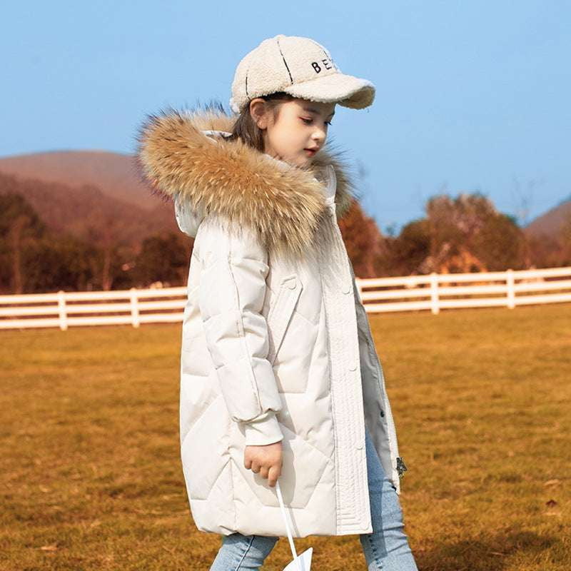 Fashionable Winter Clothes, Kids' Down Coat, Mid-length Jacket - available at Sparq Mart