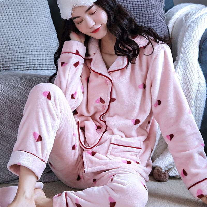 Cozy Pajama Set, Flannel Sleepwear Women, Ladies Warm Homewear - available at Sparq Mart