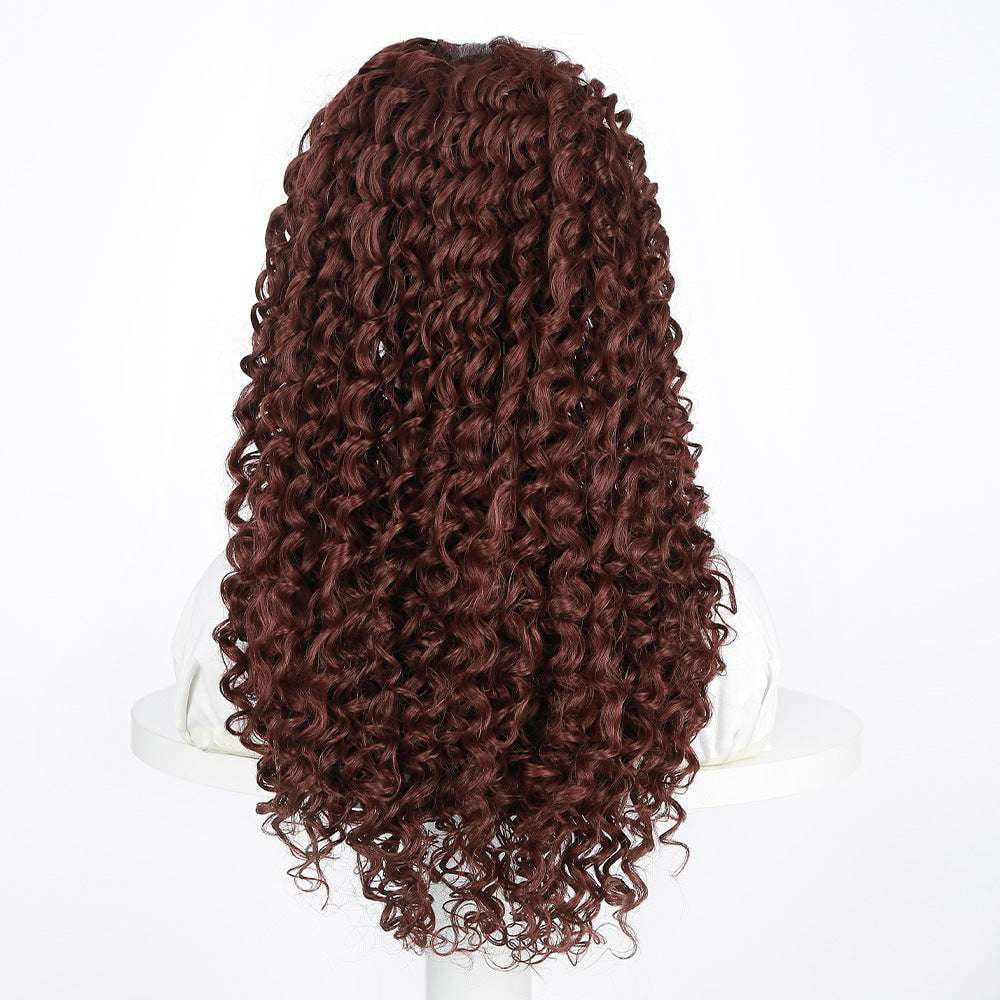 fashion lace wig, long curly wig, realistic fiber wig - available at Sparq Mart