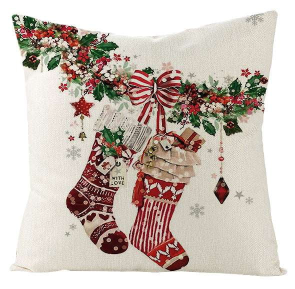 Festive Linen Cushion Cover, Holiday Themed Home Decor, Nordic Christmas Pillowcase - available at Sparq Mart