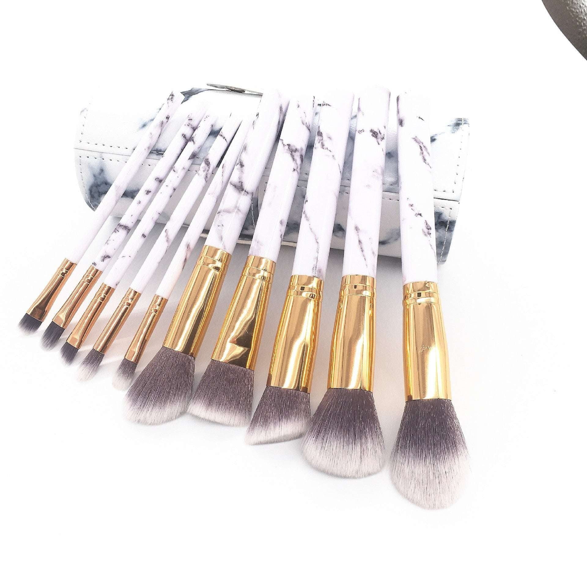 beauty tool set, makeup brush bag, marble makeup brushes - available at Sparq Mart