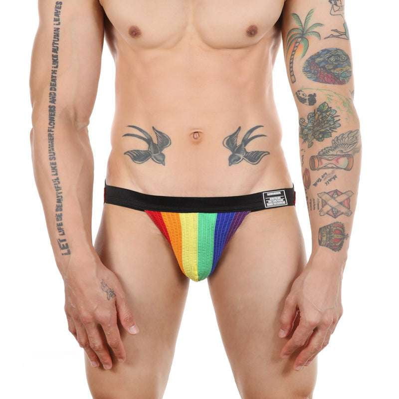 Men's Fitness T-back, Rainbow G-string Underwear, Sports Double G-string - available at Sparq Mart