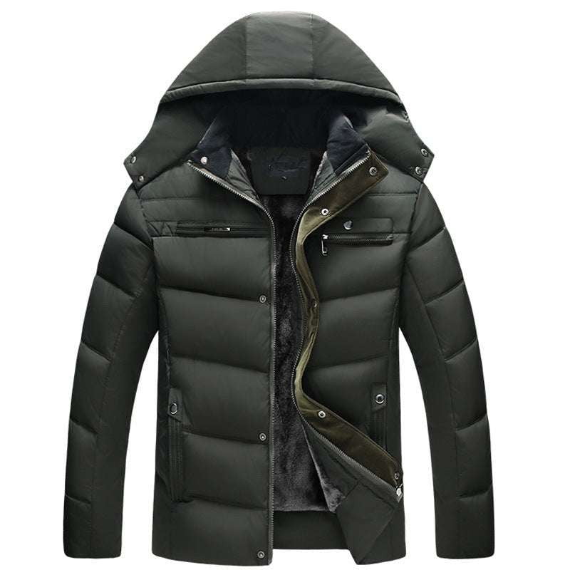 hooded cotton outerwear, plus size apparel, winter jacket men - available at Sparq Mart