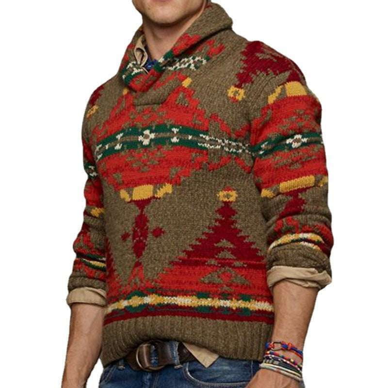 Casual Jacquard Sweater, Fashion Sweater Mens, Long Sleeve Jacquard - available at Sparq Mart