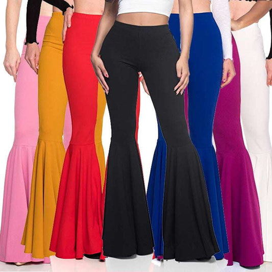 Casual Flared Pants, Fashion Pleated Trousers, High Waist Mermaid - available at Sparq Mart