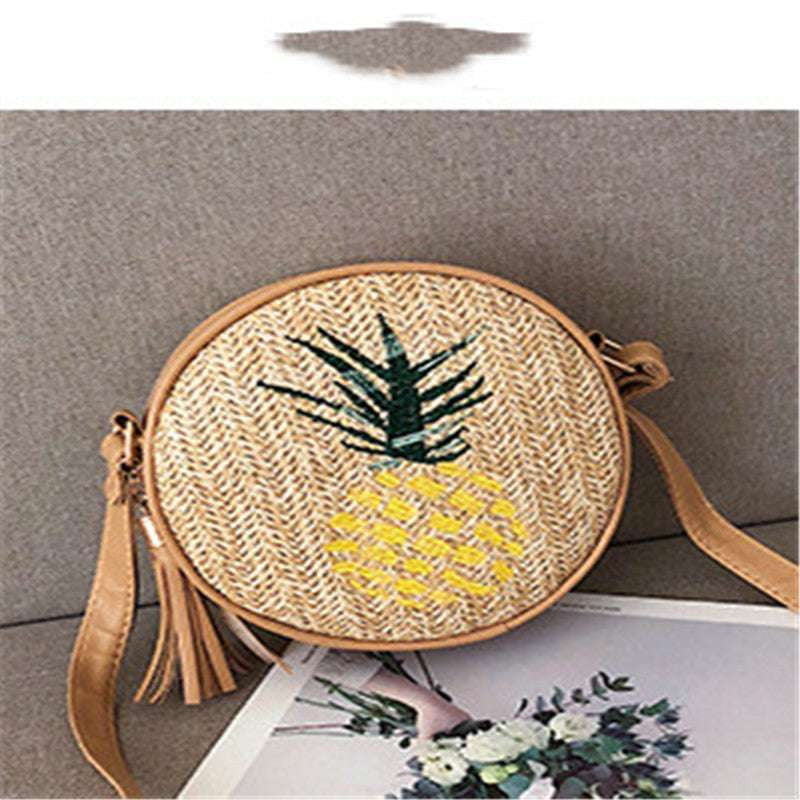 Leaf Design Handbag, Pineapple Embroidered Bag, Stylish Women's Bag - available at Sparq Mart