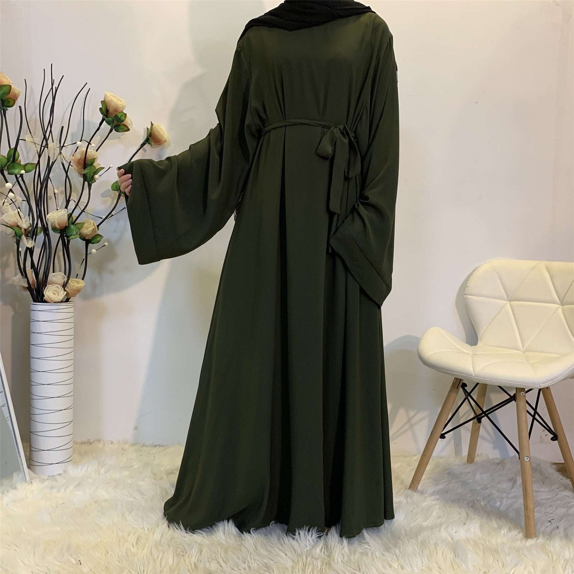 Lace-up Kaftan, Muslim Dress Elegance, Plus Size Abaya - available at Sparq Mart